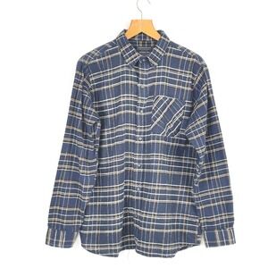 Jackson Hole Mens Flannel Shirt L Button Down Blue Plaid Outdoors Long Sleeve